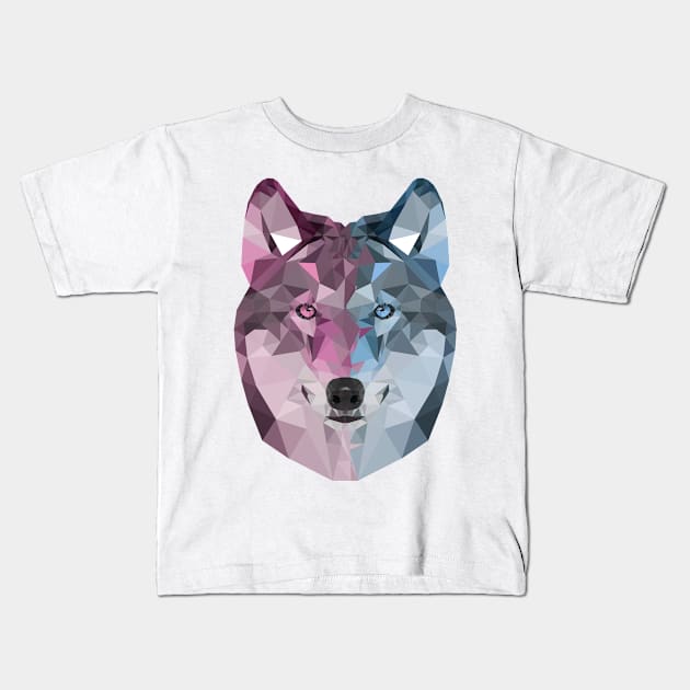 Colourful Geometric Wolf Pattern Kids T-Shirt by PixelParadigm